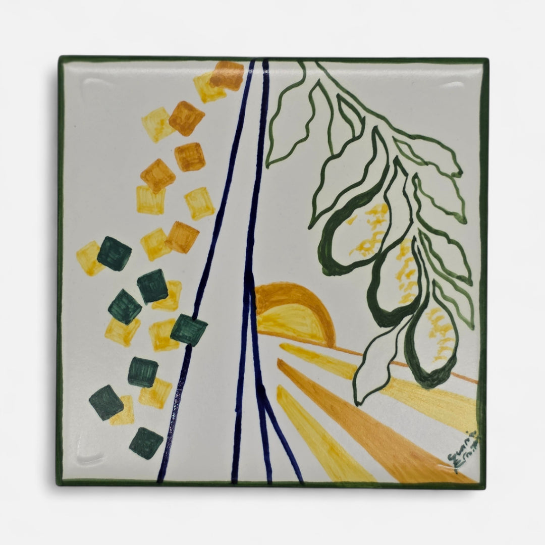 Piastrella in Ceramica Artigianale "Cedro" - A90