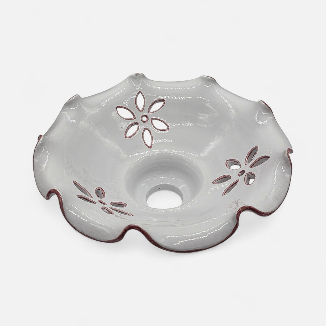 Lampadario in Ceramica Artigianale con Fiori Traforati - A91