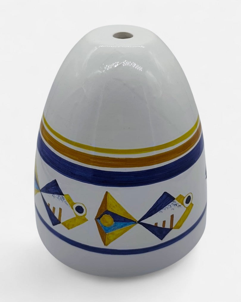 Base per Abat-Jour da Camera in Ceramica Stile Marino con Pesci Giallo/Blu - A45