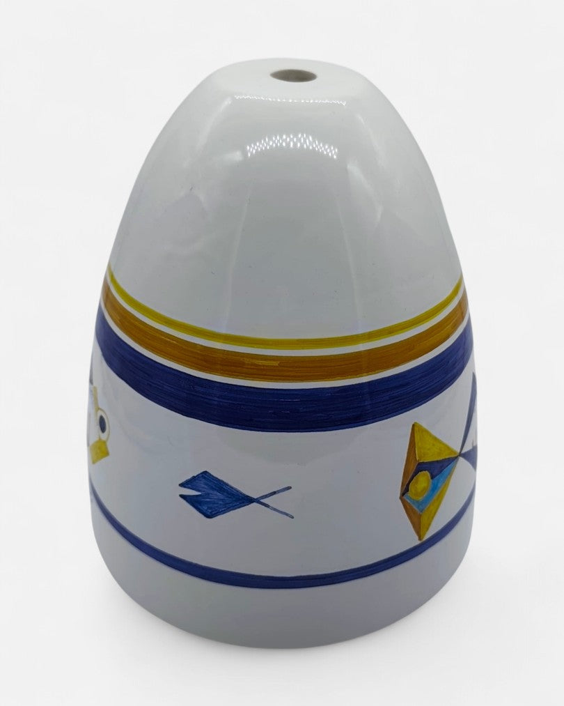 Base per Abat-Jour da Camera in Ceramica Stile Marino con Pesci Giallo/Blu - A45