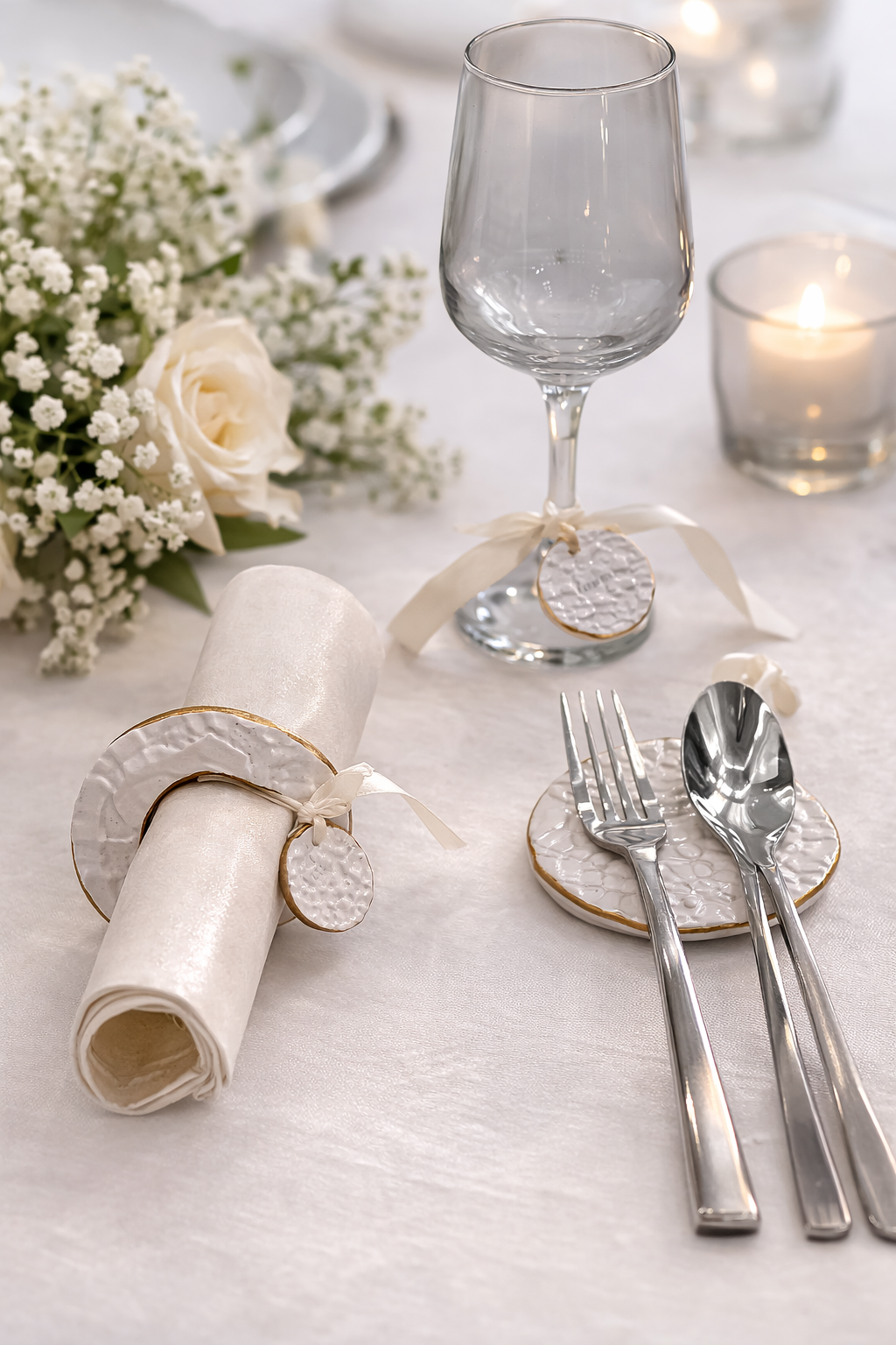 Set kit Coordinato Tavola in Ceramica Ricamo – A122