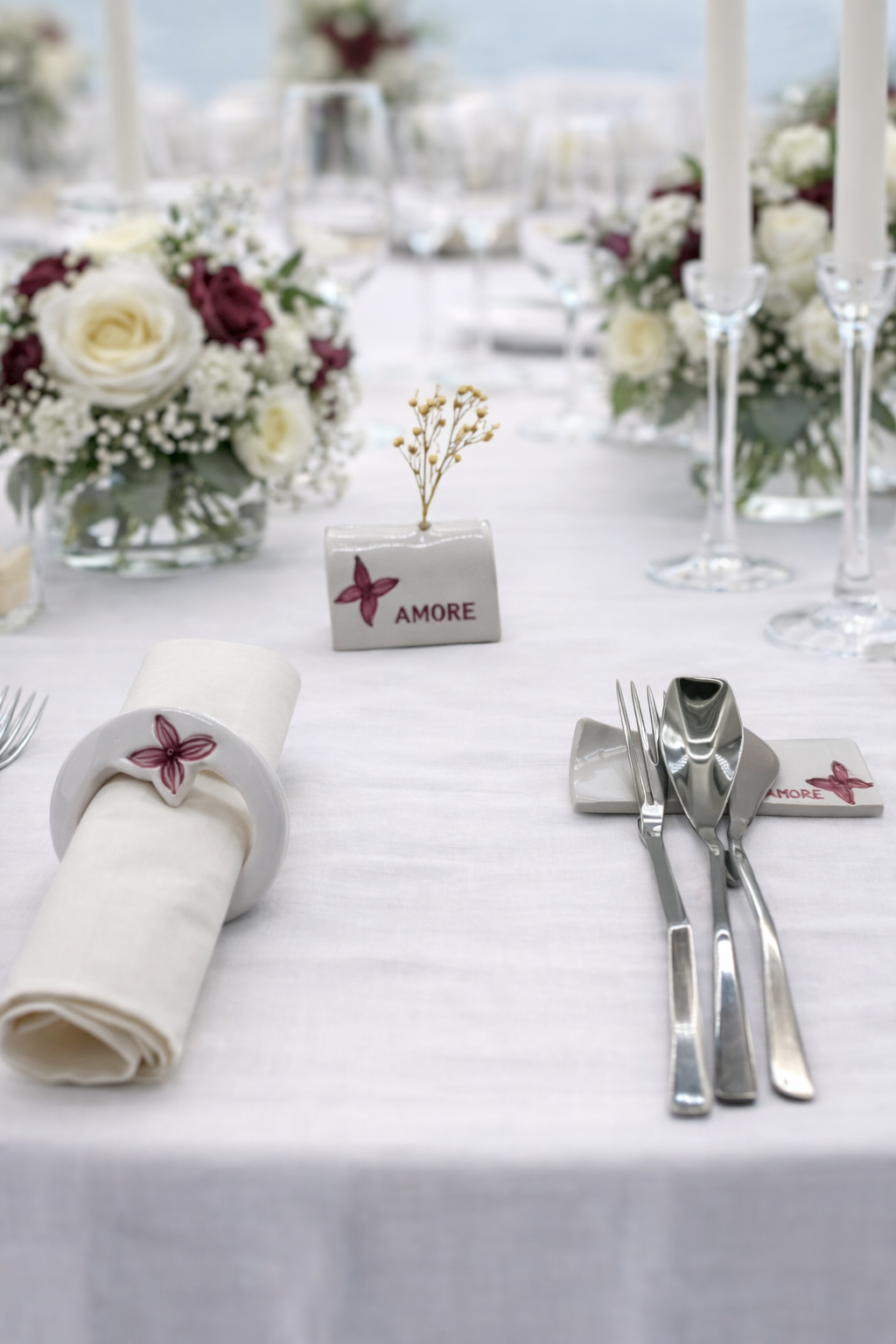 Coordinato da Tavola in Ceramica “Amore” con Farfalla – A134