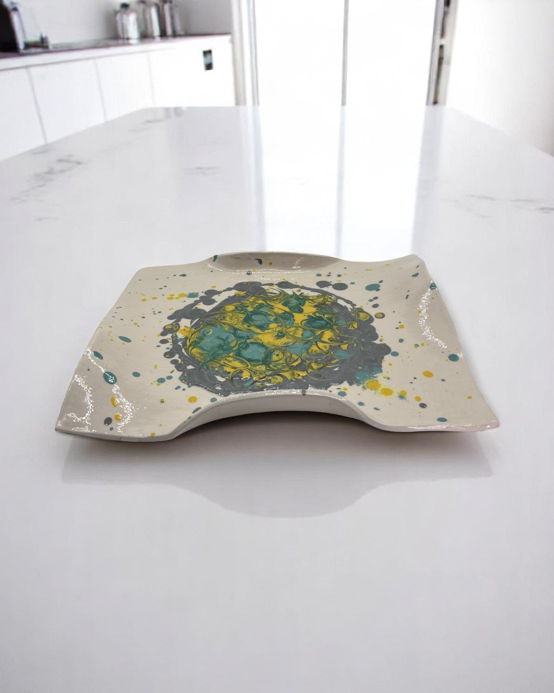 Vassoio in Ceramica Decorazione Astratta - A14