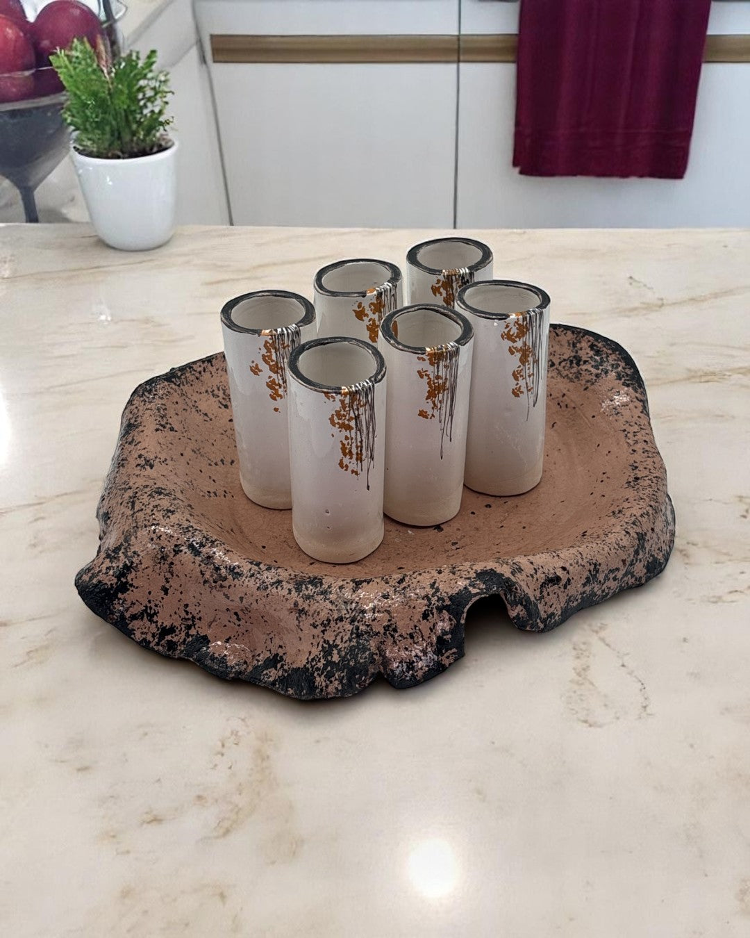 Set 6 Bicchieri Da Liquore Moro/Mattone - A16
