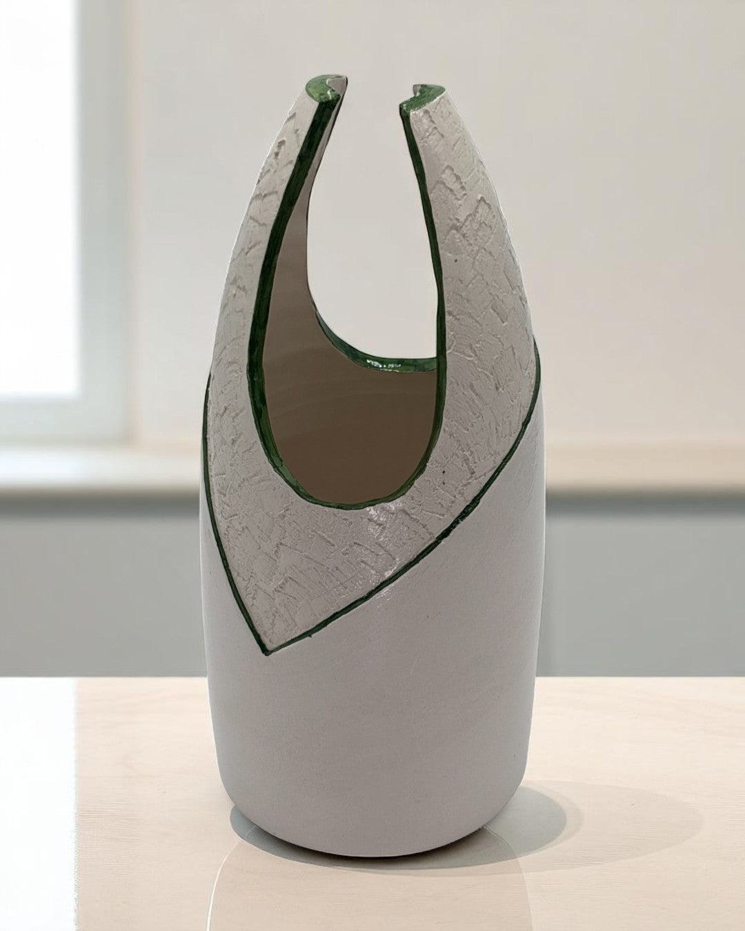 Vaso da Fiori in Ceramica Bianco/Verde - A22