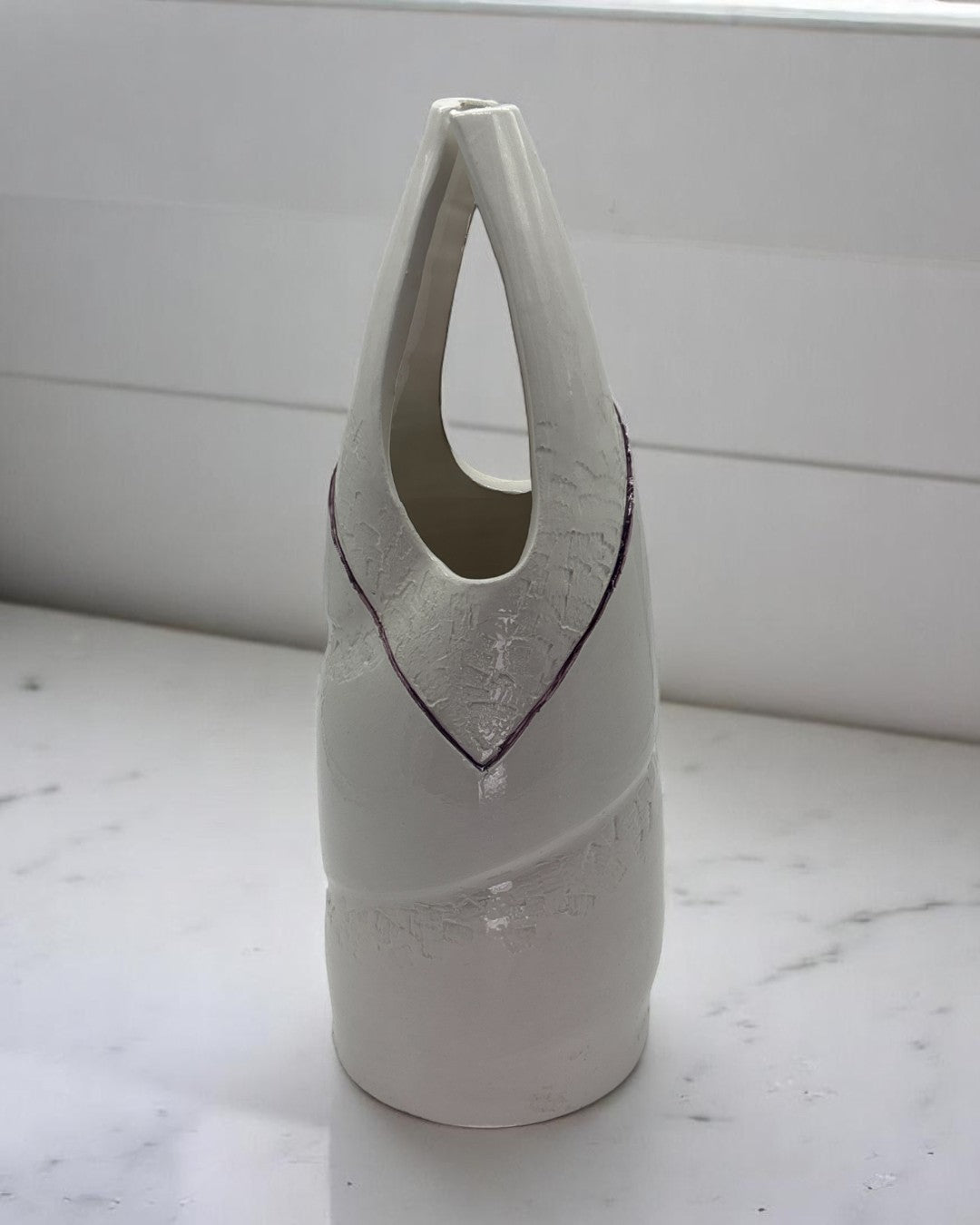 Vaso da Fiori in Ceramica Bianco/Vinaccio - A25