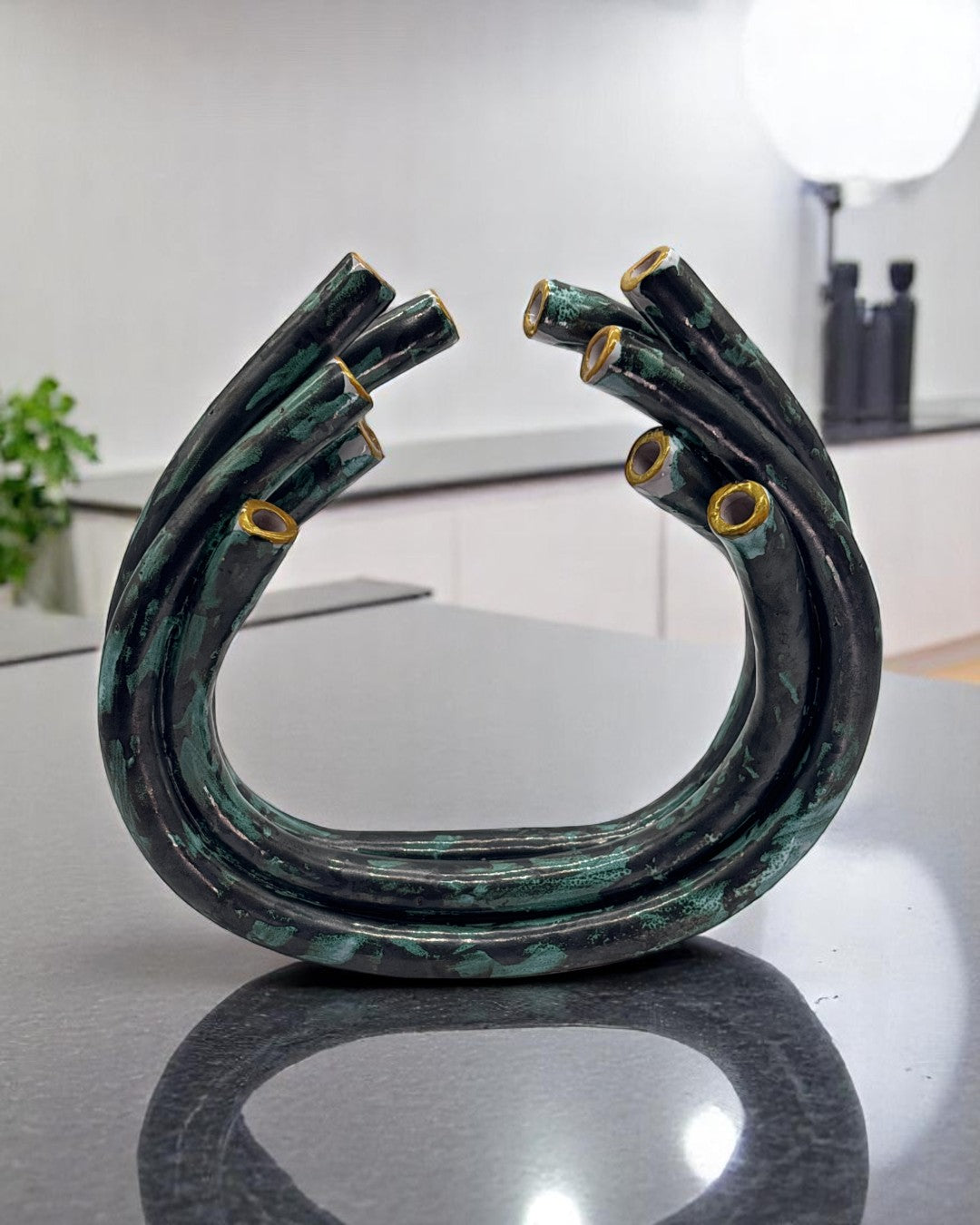 Vaso da Fiori in Ceramica Ramina/Oro - A26