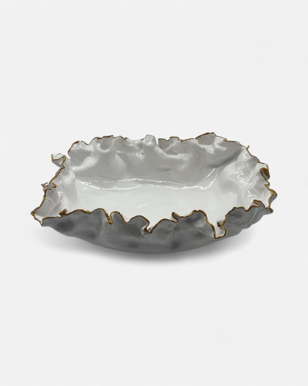 Biscottiera in Ceramica Smaltato Bianco/Oro - A36