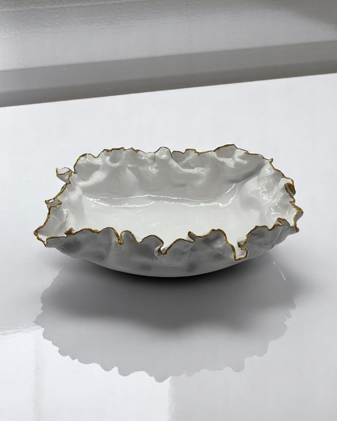 Biscottiera in Ceramica Smaltato Bianco/Oro - A36