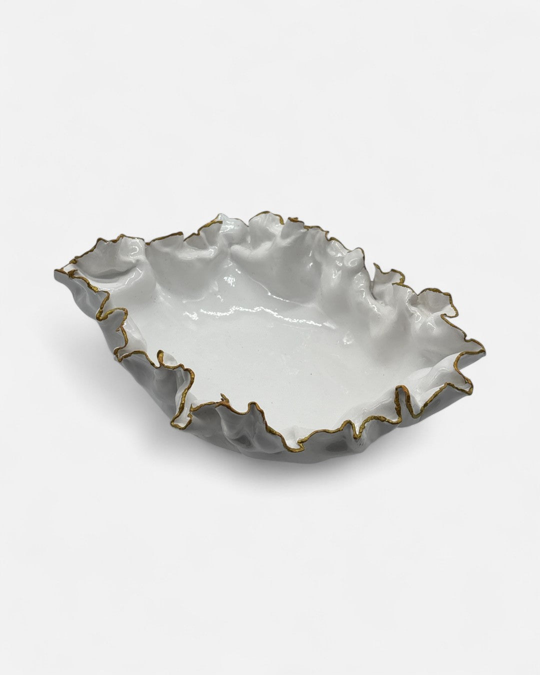 Biscottiera in Ceramica Smaltato Bianco/Oro - A36