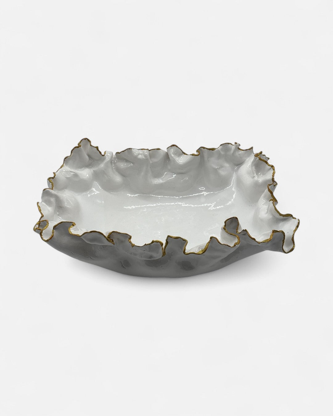 Biscottiera in Ceramica Smaltato Bianco/Oro - A36