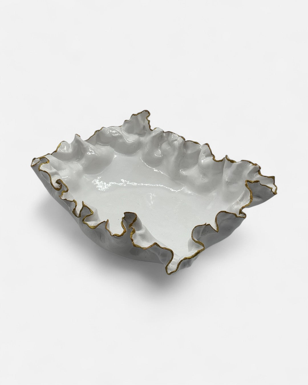 Biscottiera in Ceramica Smaltato Bianco/Oro - A36