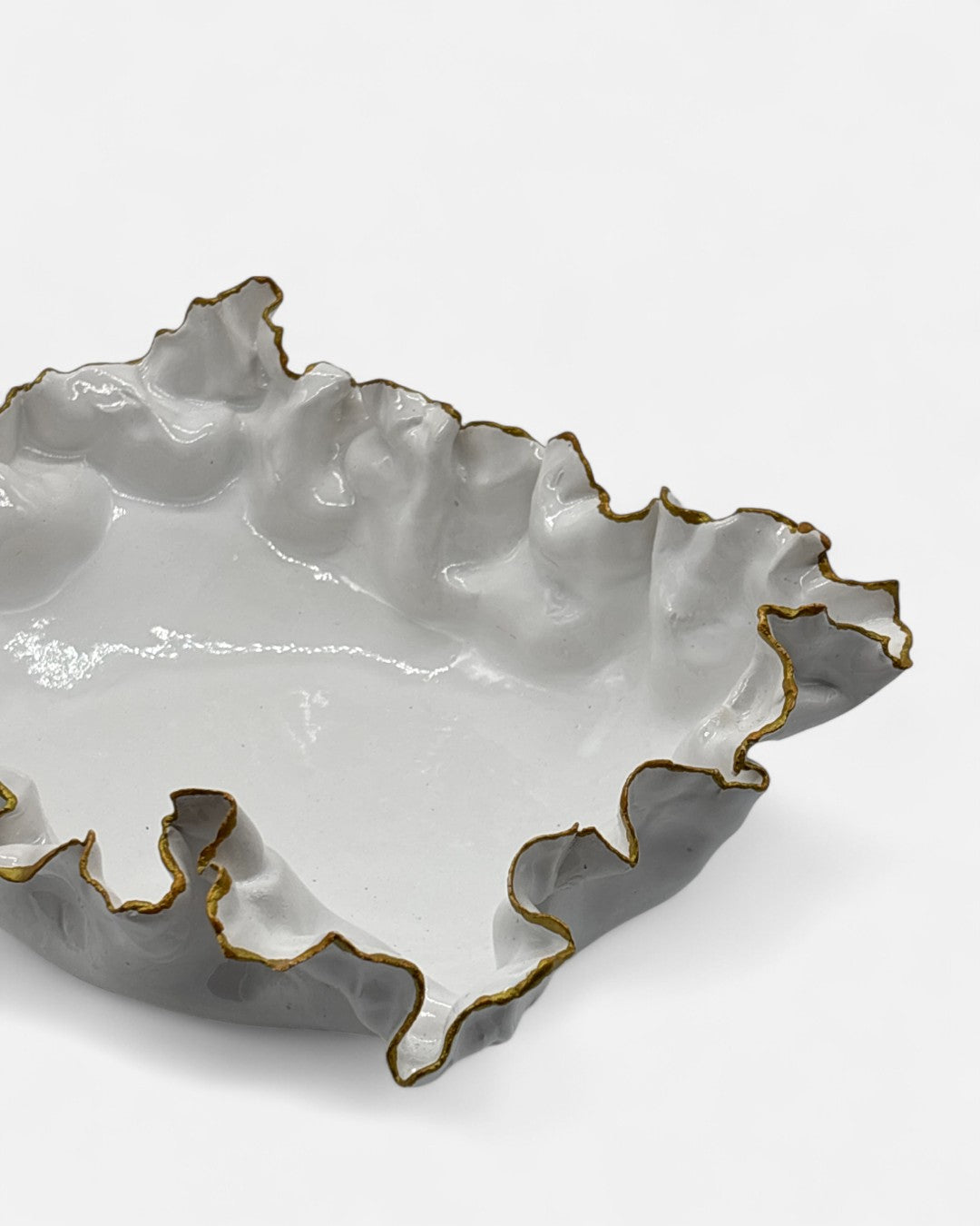 Biscottiera in Ceramica Smaltato Bianco/Oro - A36
