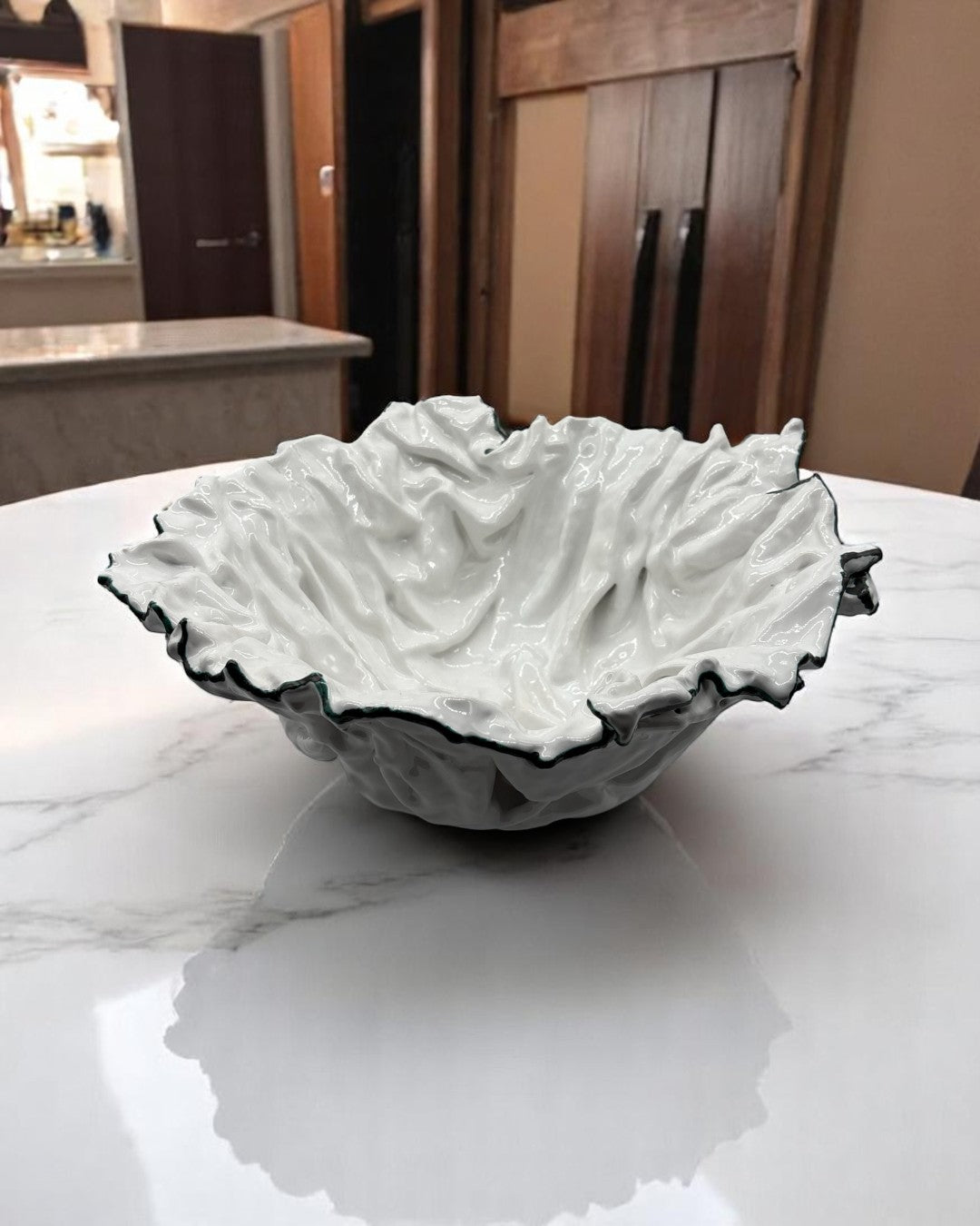 Centrotavola In Ceramica Smaltato Bianco - A40