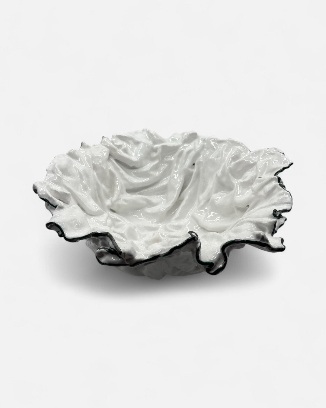 Centrotavola In Ceramica Smaltato Bianco - A40