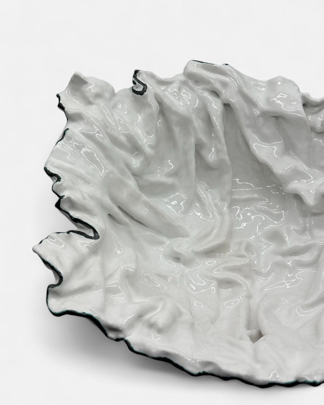 Centrotavola In Ceramica Smaltato Bianco - A40