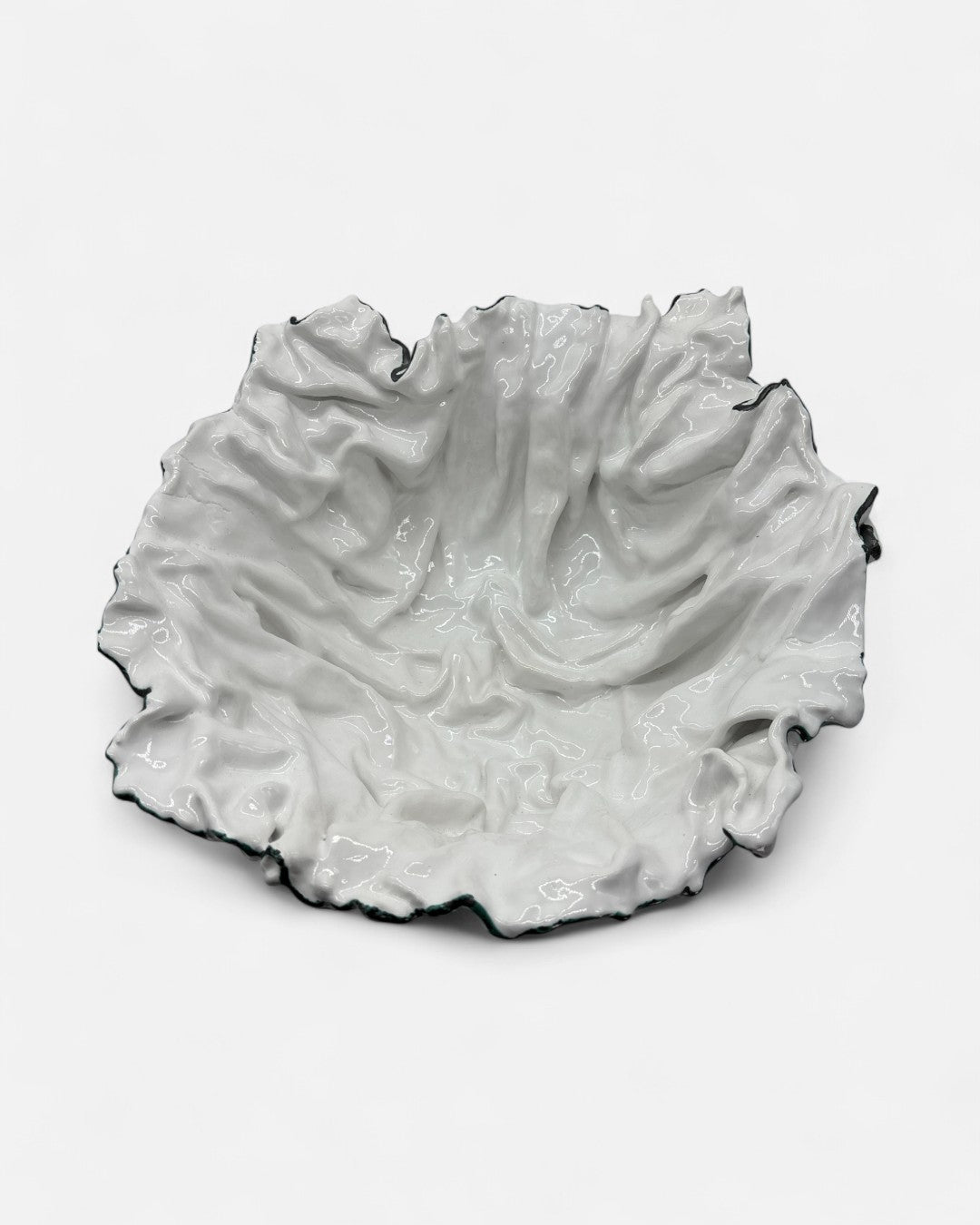 Centrotavola In Ceramica Smaltato Bianco - A40