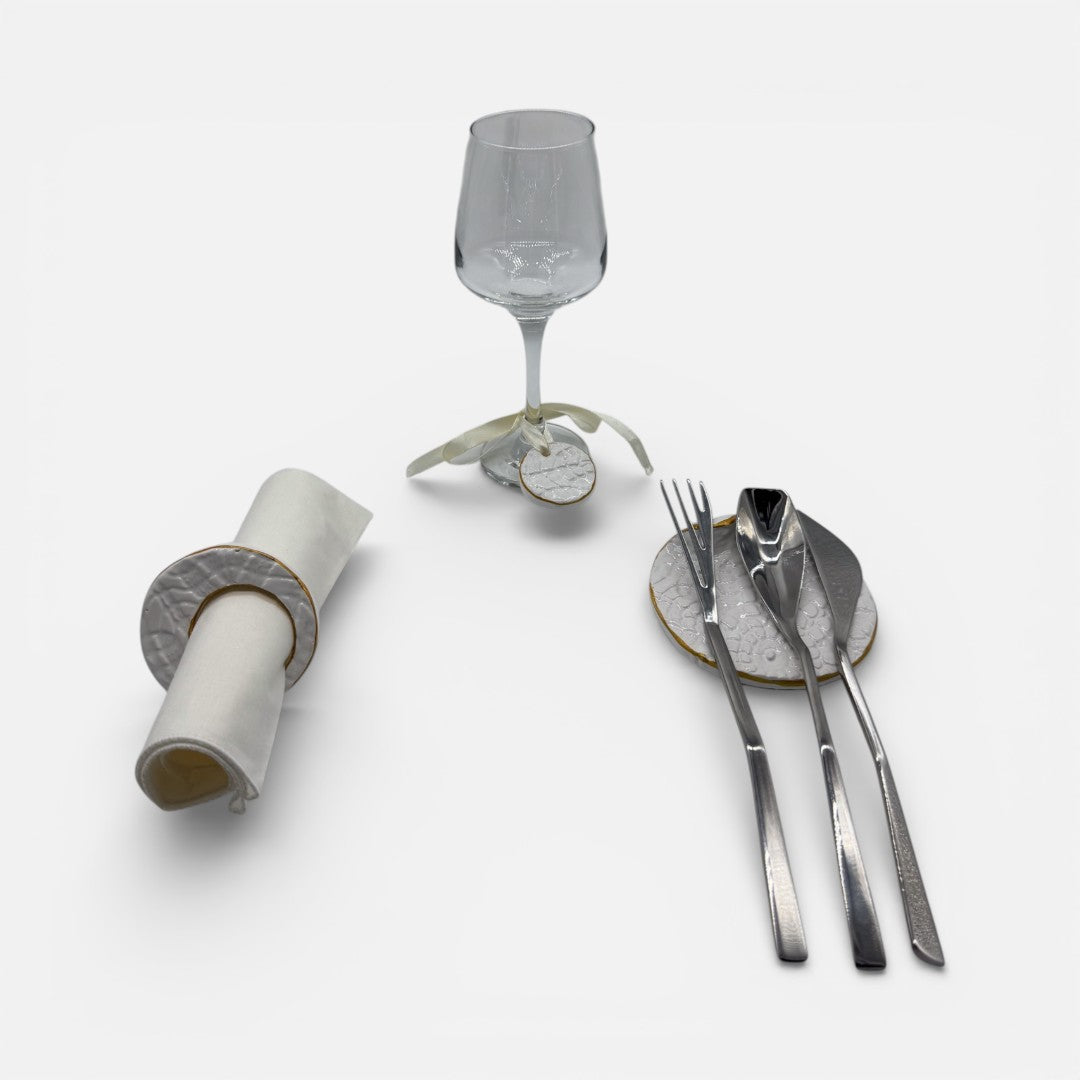 Set kit Coordinato Tavola in Ceramica Ricamo – A122