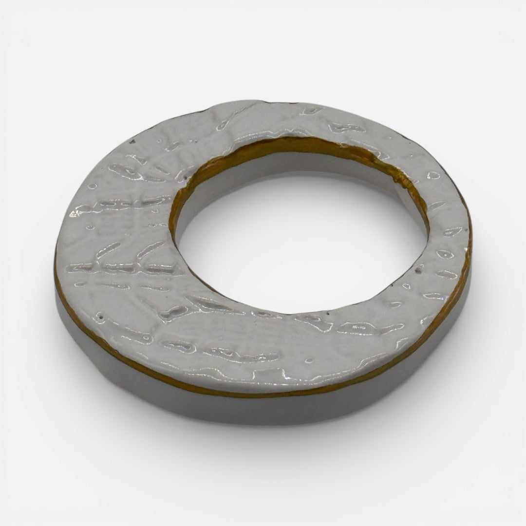 Fermatovagliolo in Ceramica  Set da 6pz Bianco e Dorato – A123