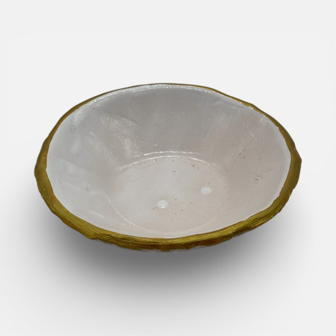 Ciotola Ricamo in Ceramica Bianco e Dorato  - A126