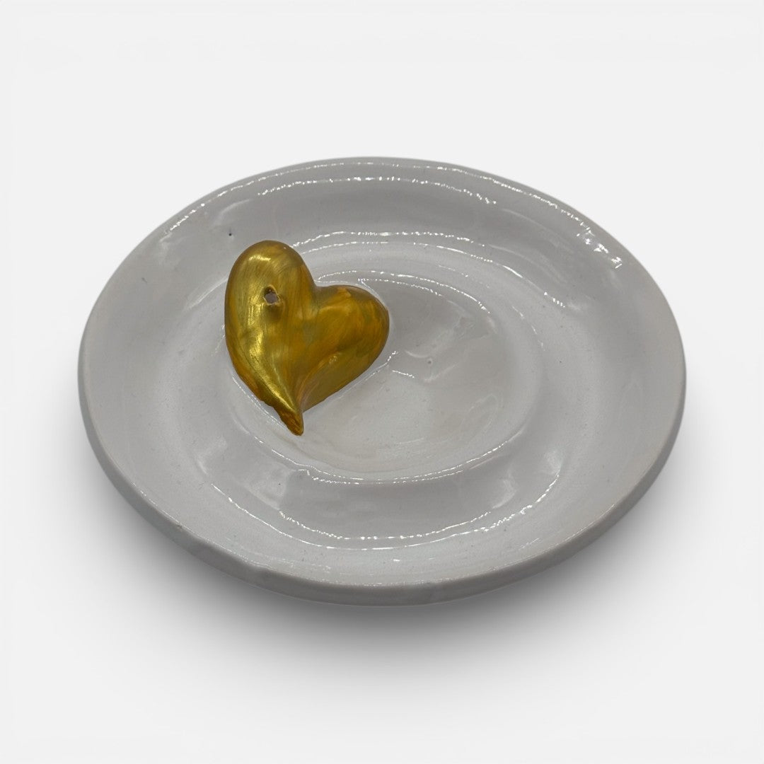 Brucia Incensi in Ceramica con Cuore Oro – A139