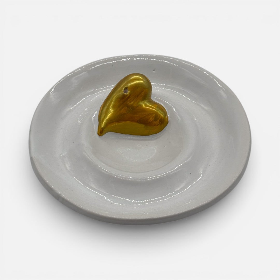 Brucia Incensi in Ceramica con Cuore Oro – A139