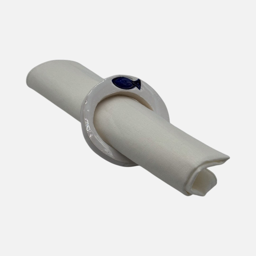 Fermatovagliolo in Ceramica Decorazione Pesce Set da 6 pezzi - A133