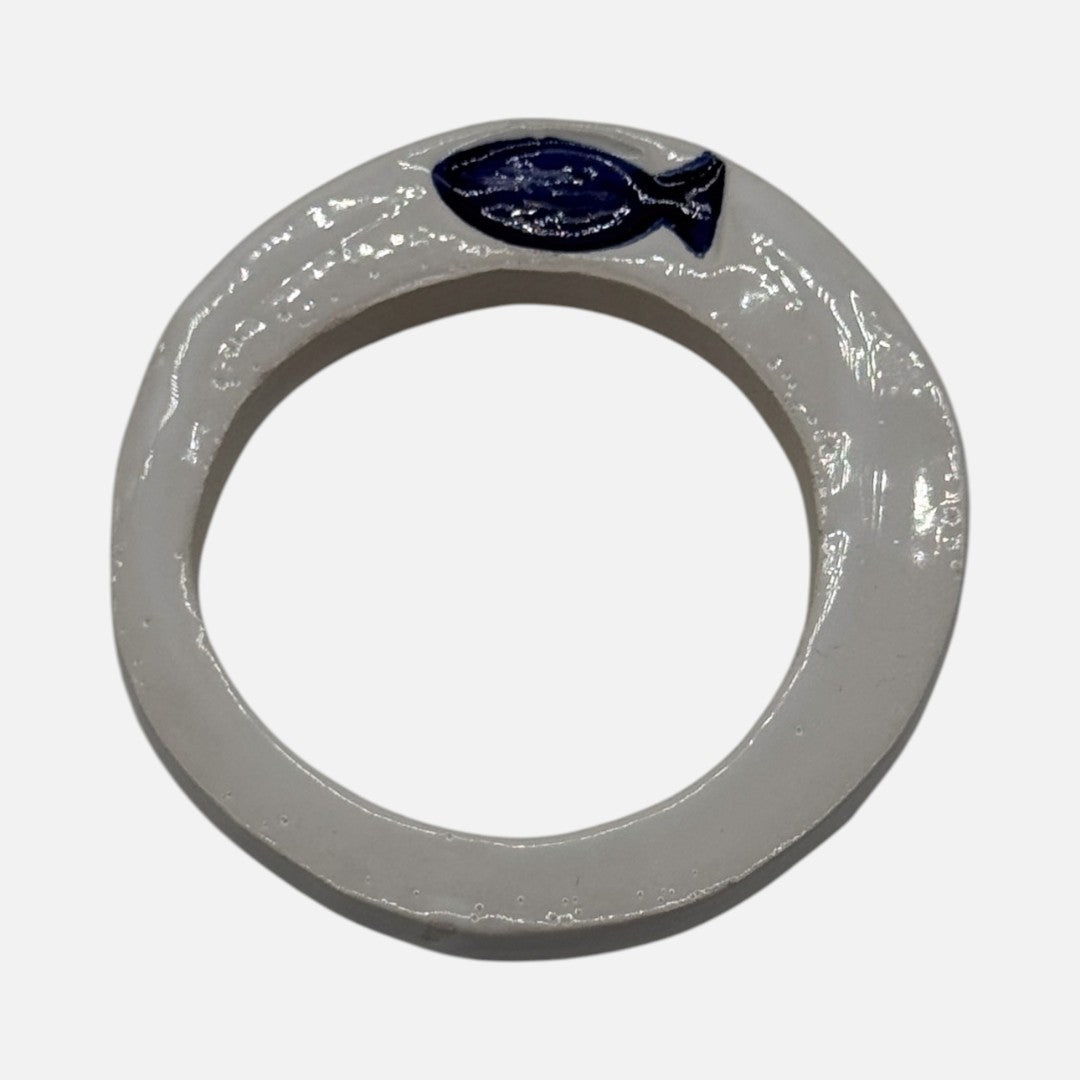 Fermatovagliolo in Ceramica Decorazione Pesce Set da 6 pezzi - A133