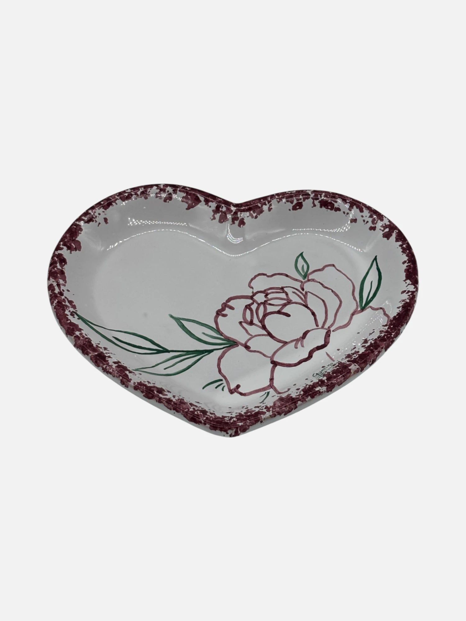 Svuota Tasche Cuore in Ceramica Decorata a Mano – Motivo Floreale - A52