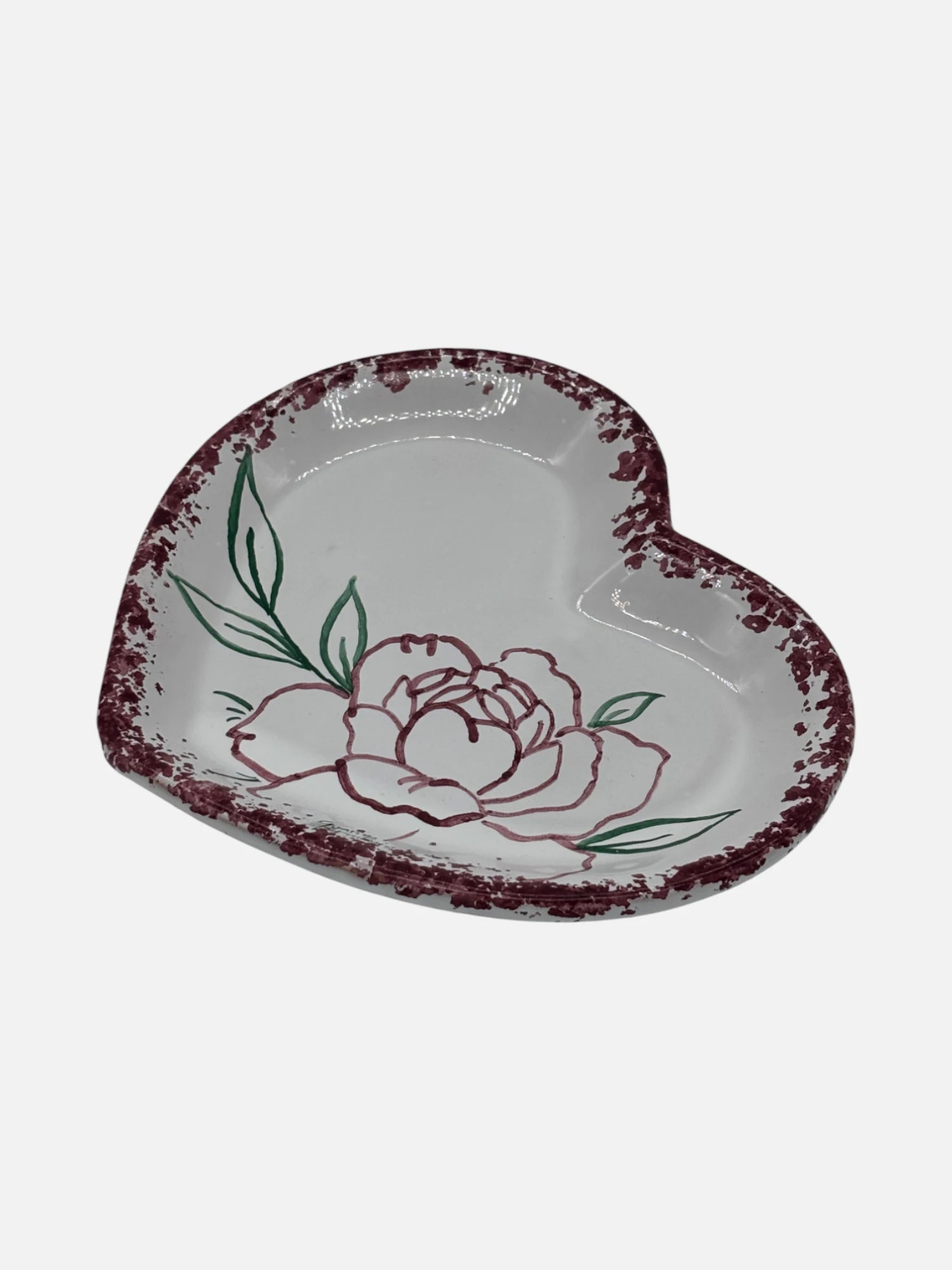 Svuota Tasche Cuore in Ceramica Decorata a Mano – Motivo Floreale - A52