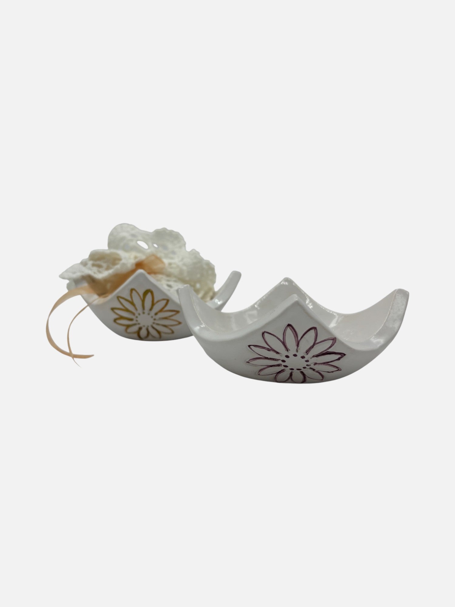 Svuota Tasche Fiore in Ceramica Decorata a Mano – Motivo Floreale - A53