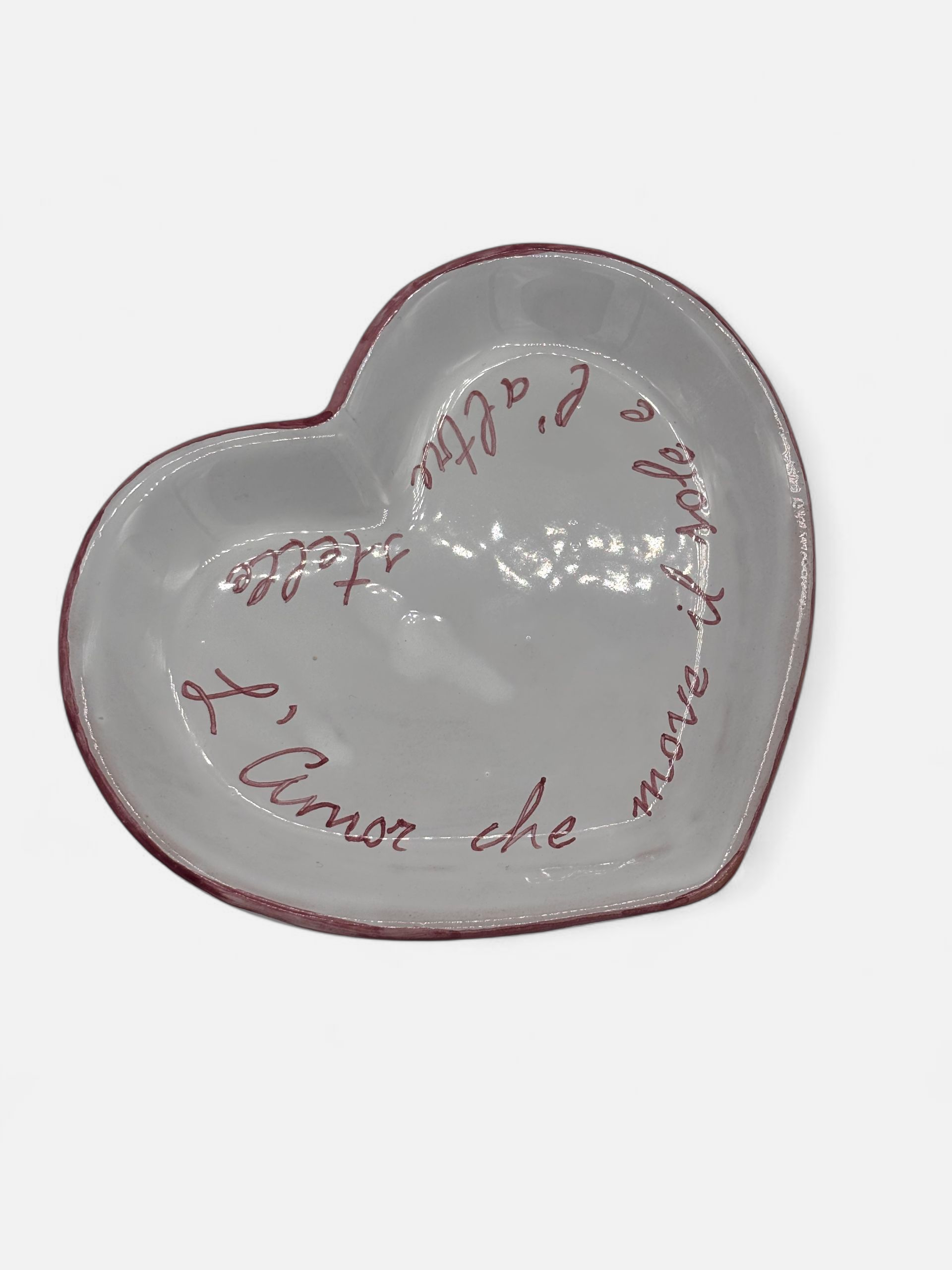 Svuota Tasche Cuore in Ceramica Decorata a Mano – Motivo Floreale - A52