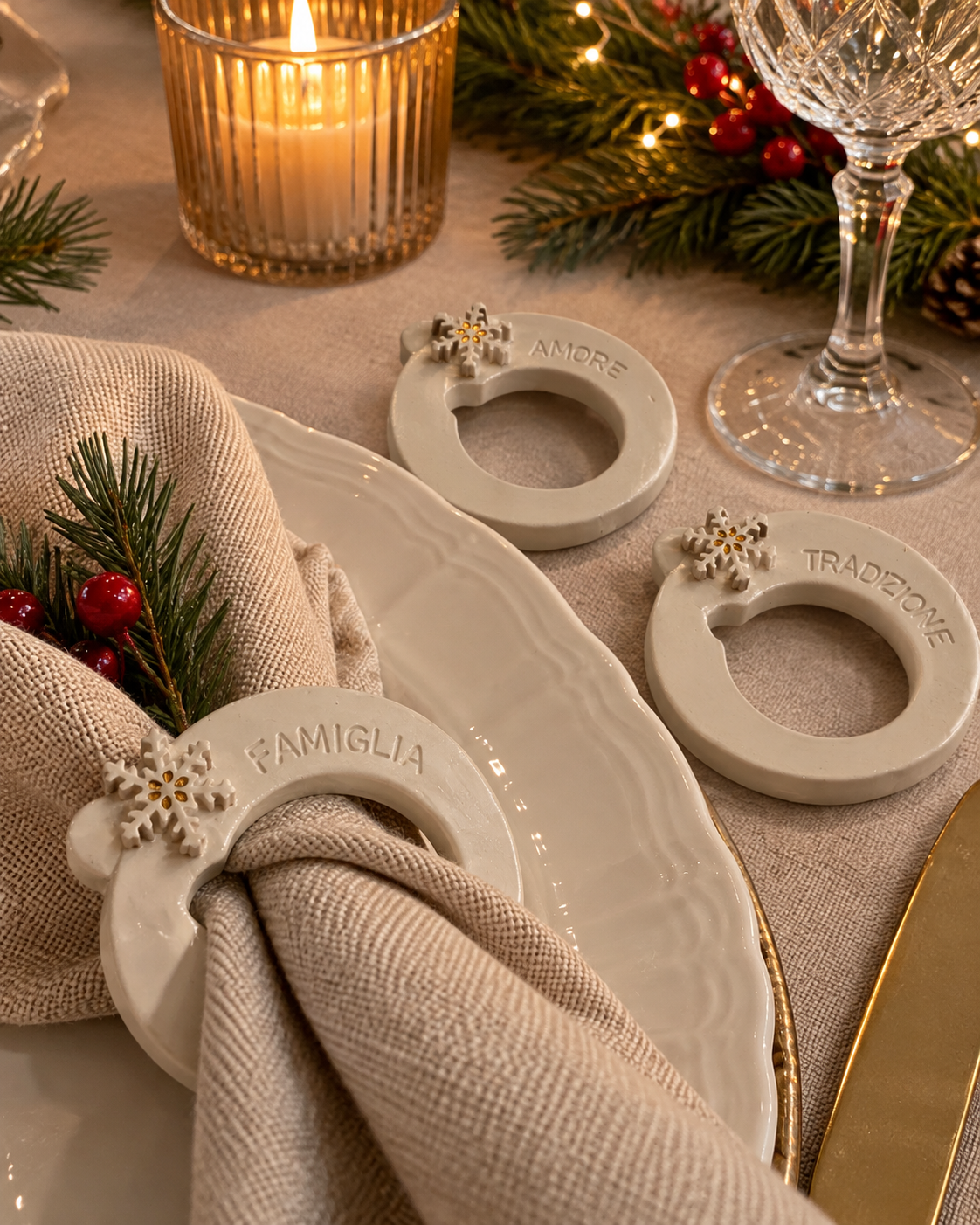 Fermatovaglioli Palla di Neve – Set 6 Pezzi Decorazioni Natalizie