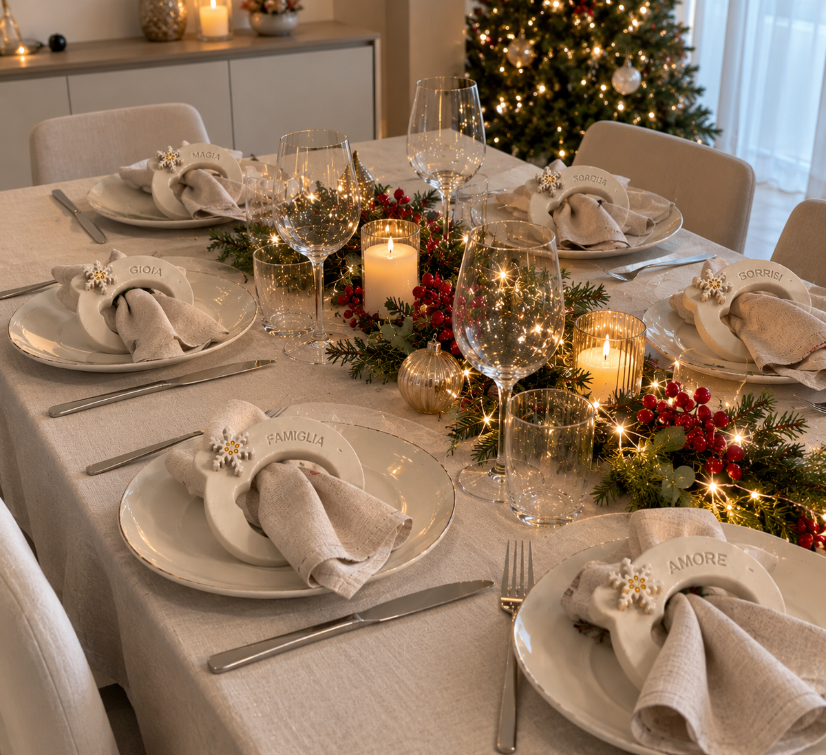 Fermatovaglioli Palla di Neve – Set 6 Pezzi Decorazioni Natalizie