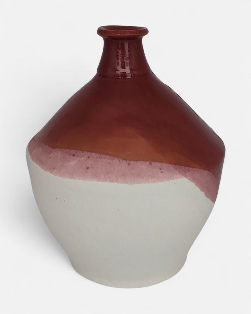 Vaso Decorativo in Ceramica Bordeaux con Effetto Colato – A49