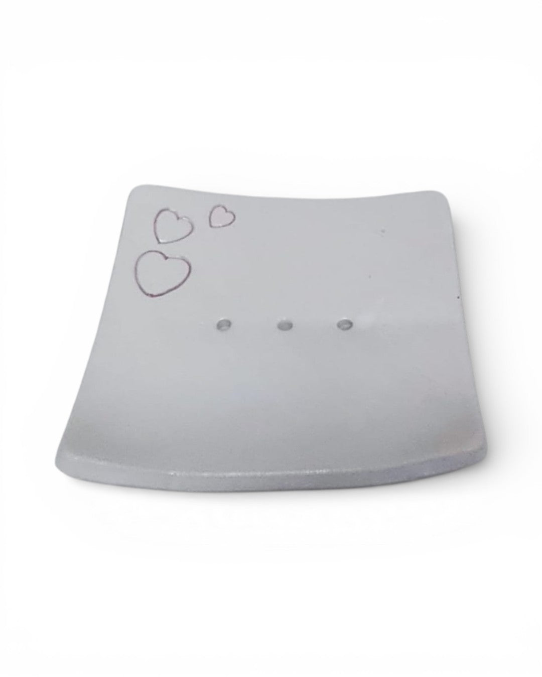 Porta Sapone in Ceramica Quadrato con Decorazione Cuori A120