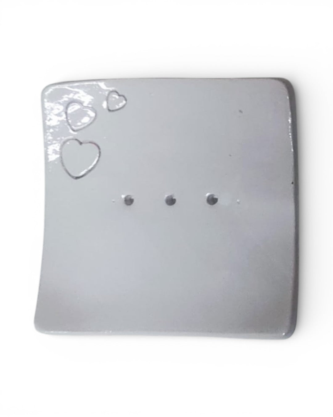Porta Sapone in Ceramica Quadrato con Decorazione Cuori A120