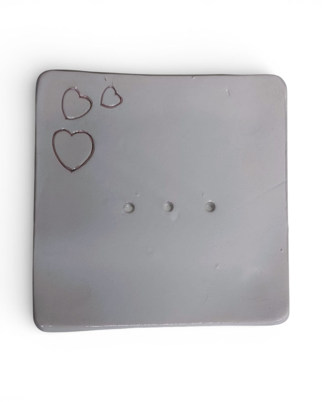 Porta Sapone in Ceramica Quadrato con Decorazione Cuori A120